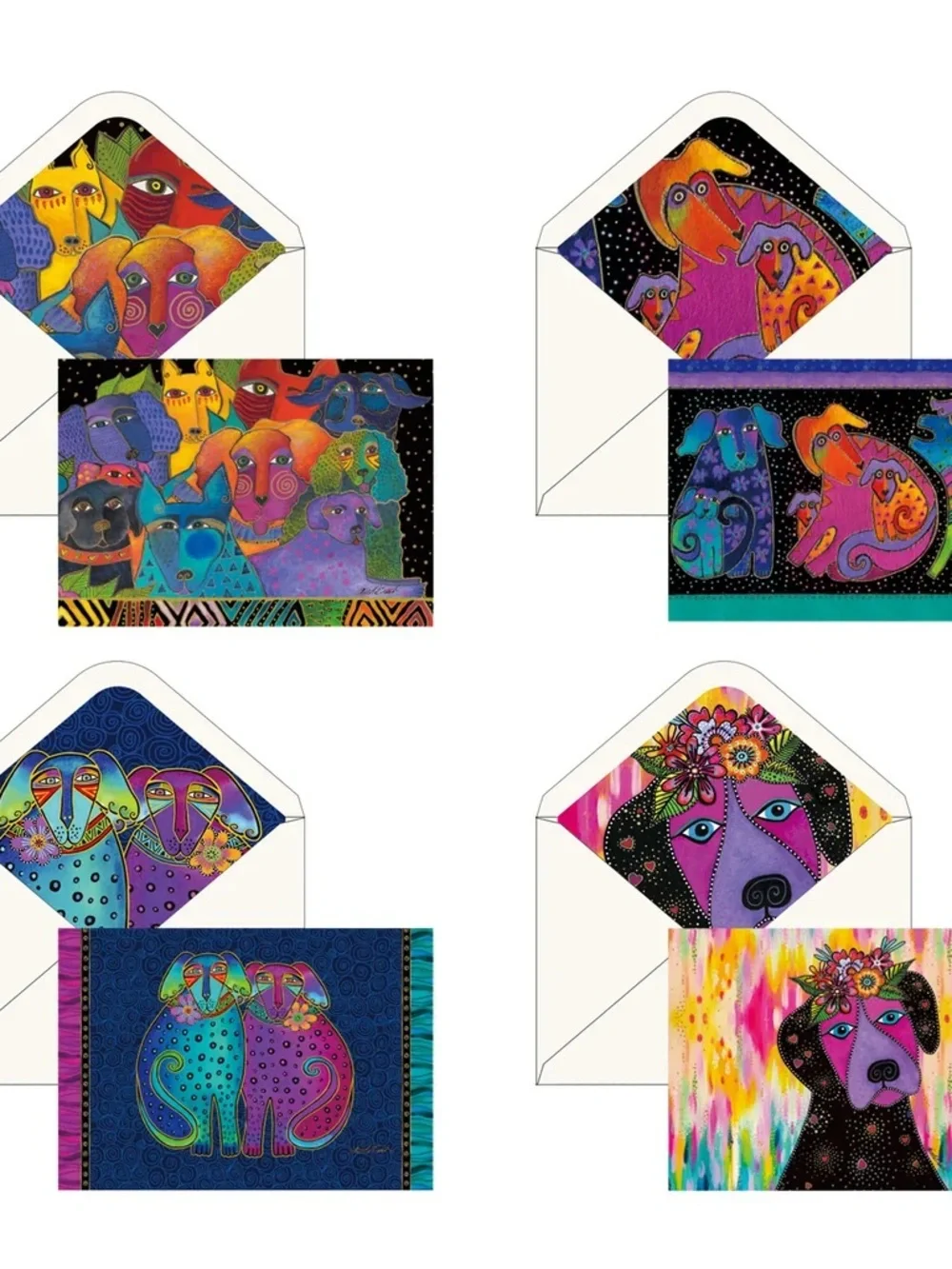 NIB Laurel Burch Boxed Blank Note Cards & Envelopes Set of 16 Cards 4 Designs